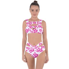 Hibiscus Pattern Pink Bandaged Up Bikini Set  by GrowBasket