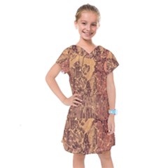 Abstract Cracked Texture Print Kids  Drop Waist Dress