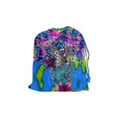 Exotic Flowers In Vase Drawstring Pouch (medium) by LW323