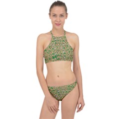 Florals In The Green Season In Perfect  Ornate Calm Harmony Racer Front Bikini Set by pepitasart