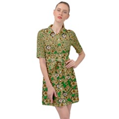 Florals In The Green Season In Perfect  Ornate Calm Harmony Belted Shirt Dress by pepitasart