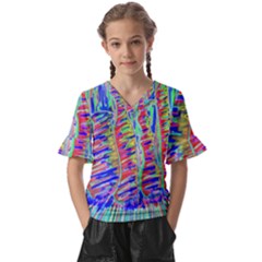 Vibrant-vases Kids  V-neck Horn Sleeve Blouse