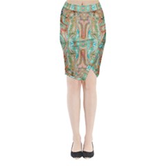 Emerald Marbling Midi Wrap Pencil Skirt