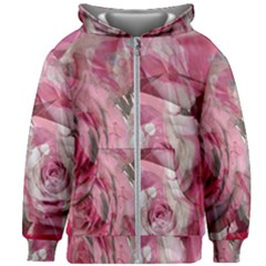 Roses Marbling  Kids  Zipper Hoodie Without Drawstring by kaleidomarblingart