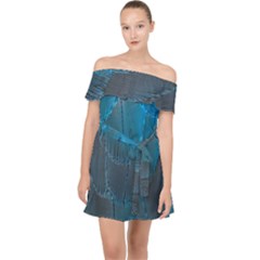 Feathery Blue Off Shoulder Chiffon Dress by LW323