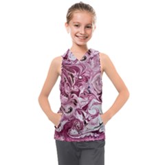 Dusty Pink Marbling Kids  Sleeveless Hoodie by kaleidomarblingart