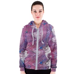 Violet Feathers Women s Zipper Hoodie by kaleidomarblingart