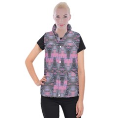 Grey Pink Module  Women s Button Up Vest by kaleidomarblingart