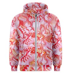 Cherry Blossom Cascades Abstract Floral Pattern Pink White  Men s Zipper Hoodie by CrypticFragmentsDesign