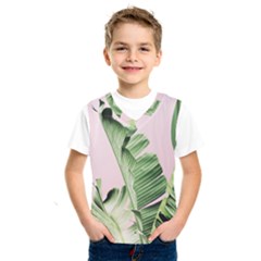 Palm Leaves On Pink Kids  Basketball Tank Top by goljakoff