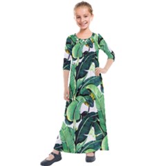 Banana Leaves Kids  Quarter Sleeve Maxi Dress by goljakoff