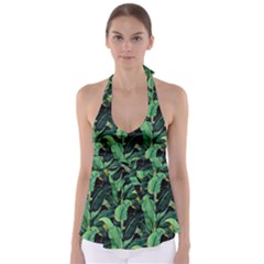 Night Banana Leaves Babydoll Tankini Top by goljakoff