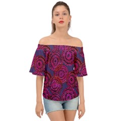 Unusual Circles  Abstraction Off Shoulder Short Sleeve Top by SychEva