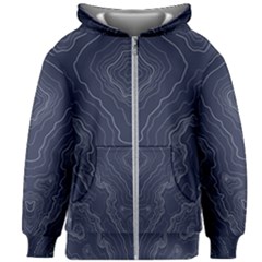 Blue Topography Kids  Zipper Hoodie Without Drawstring by goljakoff