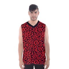 Red And Black Leopard Spots, Animal Fur Men s Basketball Tank Top by Casemiro