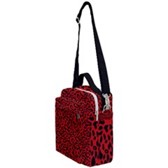 Red And Black Leopard Spots, Animal Fur Crossbody Day Bag by Casemiro