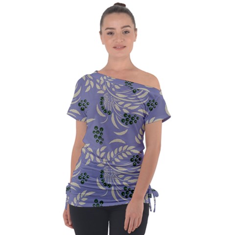 Folk Floral Pattern  Abstract Flowers Surface Design  Seamless Pattern Off Shoulder Tie-up Tee by Eskimos