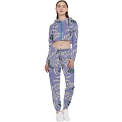 Folk Floral Pattern  Abstract Flowers Surface Design  Seamless Pattern Cropped Zip Up Lounge Set