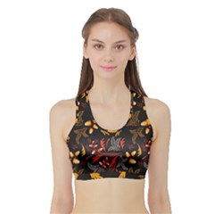 Folk Floral Pattern  Abstract Flowers Surface Design  Seamless Pattern Sports Bra With Border by Eskimos