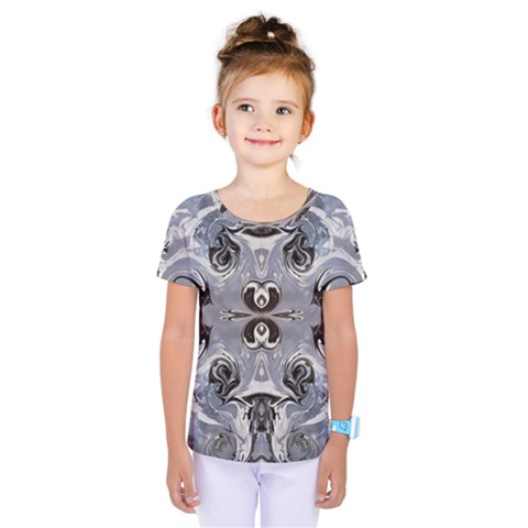 Grey Layers Marbling Kids  One Piece Tee by kaleidomarblingart