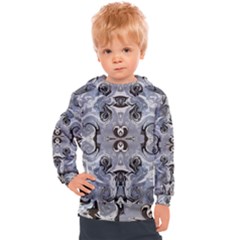 Grey Layers Marbling Kids  Hooded Pullover by kaleidomarblingart