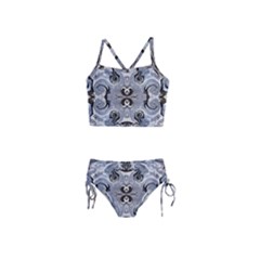 Grey Layers Marbling Girls  Tankini Swimsuit by kaleidomarblingart