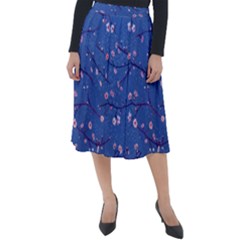 Branches With Peach Flowers Classic Velour Midi Skirt  by SychEva