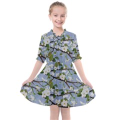 Pear Branch With Flowers Kids  All Frills Chiffon Dress by SychEva