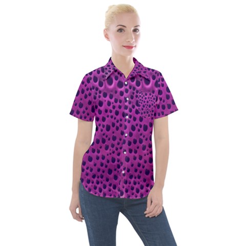 Purple Abstract Print Design Women s Short Sleeve Pocket Shirt by dflcprintsclothing