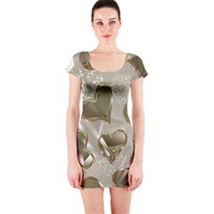   Golden Hearts Short Sleeve Bodycon Dress by Galinka