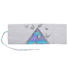 Minimal Holographic Butterflies Roll Up Canvas Pencil Holder (m) by gloriasanchez