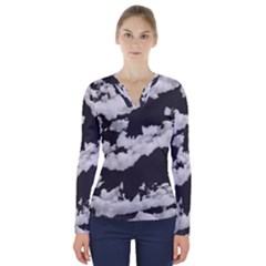 Cumulus Abstract Design V-neck Long Sleeve Top