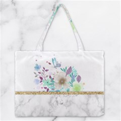 Minimal Gold Floral Marble Zipper Medium Tote Bag by gloriasanchez