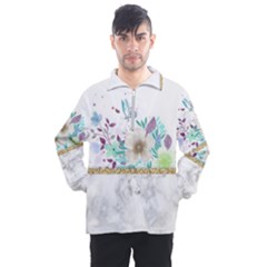 Minimal Gold Floral Marble Men s Half Zip Pullover