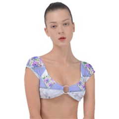 Minimal Purble Floral Marble A Cap Sleeve Ring Bikini Top by gloriasanchez