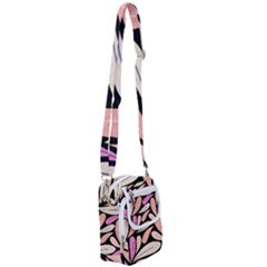 Pattern Feuilles Rose Peche Jaune Shoulder Strap Belt Bag