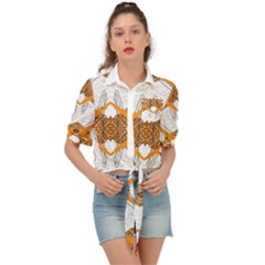 Abstract African Pattern Tie Front Shirt  by gloriasanchez