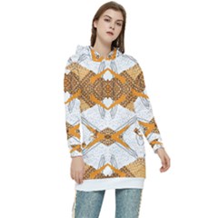 Abstract African Pattern Women s Long Oversized Pullover Hoodie by gloriasanchez