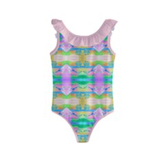 Colorful Neon Pattern  Kids  Frill Swimsuit by gloriasanchez