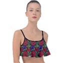 Spanish Passion Floral Pattern Frill Bikini Top View1