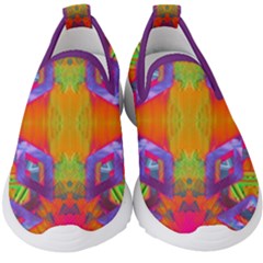 Glitch Futuristic Punk  Kids  Slip On Sneakers by gloriasanchez