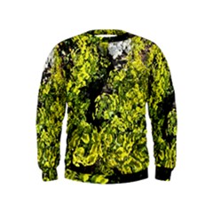 Acid Green Patterns Kids  Sweatshirt by kaleidomarblingart