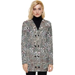 Modern Floral Collage Pattern Design Button Up Hooded Coat 