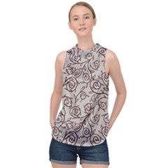 Curly Lines High Neck Satin Top by SychEva