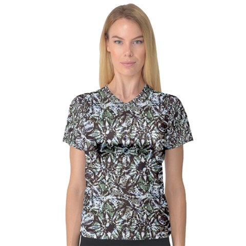 Intricate Textured Ornate Pattern Design V-neck Sport Mesh Tee by dflcprintsclothing