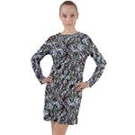 Intricate Textured Ornate Pattern Design Long Sleeve Hoodie Dress