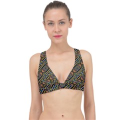 Electric Neon Lines Pattern Design Classic Banded Bikini Top