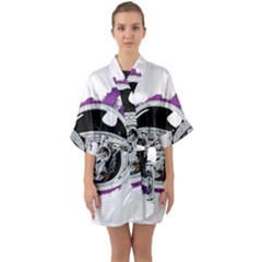 Purple Spacemonkey Half Sleeve Satin Kimono  by goljakoff