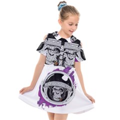 Purple Spacemonkey Kids  Short Sleeve Shirt Dress by goljakoff
