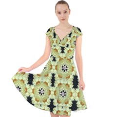 Summer Sun Flower Power Over The Florals In Peace Pattern Cap Sleeve Front Wrap Midi Dress by pepitasart